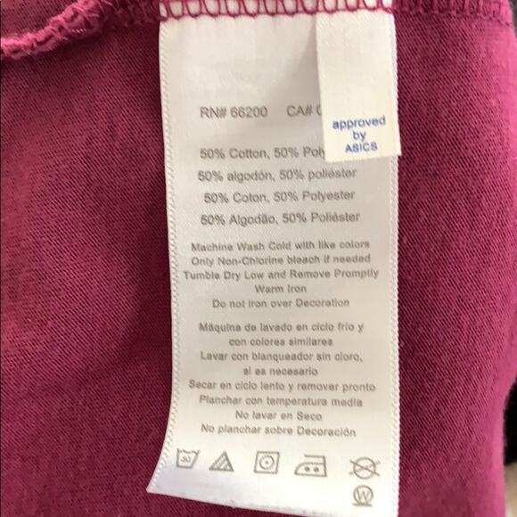 ASICS Short Sleeve V-Neck Wine Tee Small - Picture 5 of 5